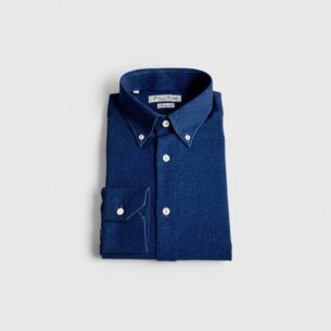 Herren Oxford Hemd Blau - Stonewash - Made in Italy