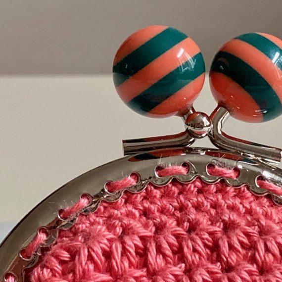 Mini Geldbörse mit Klick-Klack Verschluss - Korall-Grün/Korall