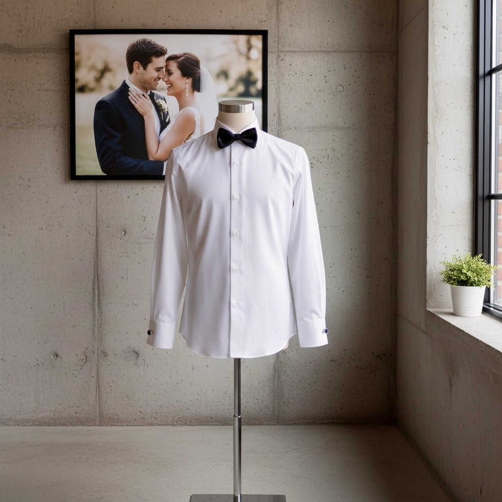 Regular Fit Hochzeitshemden aus Popeline mit klassischer Umschlagmanschette