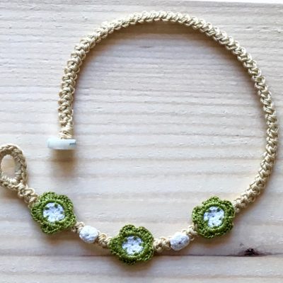 Crème Armband mit Blume Minze